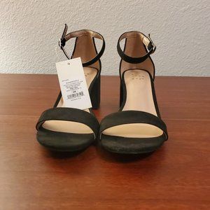 A New Day Womens Michaela Black Open Toe Block Heel Ankel Strap Sandals Size 5W